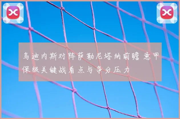乌迪内斯对阵萨勒尼塔纳前瞻 意甲保级关键战看点与争分压力